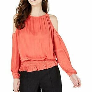 Alfani Smocked Cold Shoulder Peach Blouse